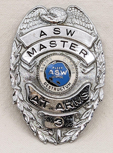 1960s Fleet ASW School Anti-Submarine Warfare MAA Master AT ARMS Badge #3 San Diego CA
