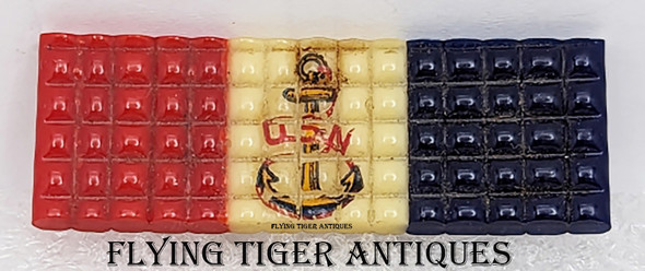 Great WWII Patriotic USN CPO Sweetheart Pin ca 1943 in wartime Shortages Plastic