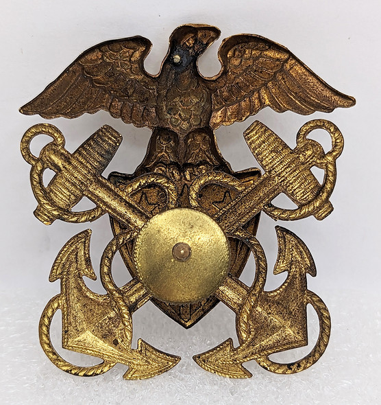 Beautiful Early WWII US Army Transport Service Boat Officer Hat Badge in Gilt Brass