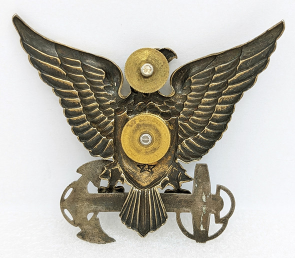 Beautiful WWII USCG Coast Guard Officer Hat Badge in Gilt Sterling by H&H Been There Look