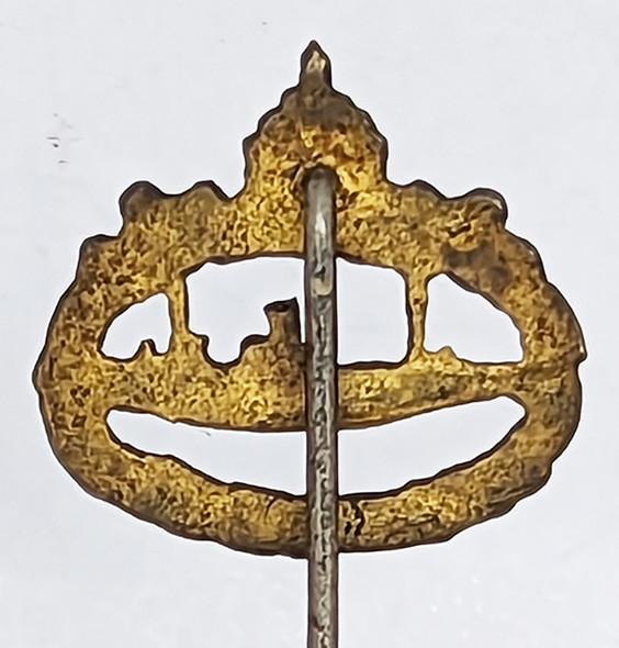Gorgeous Late WWI-1920 Imp Prussian U-Boat Crew Badge Stickpin in Gilt Brass & Nickel