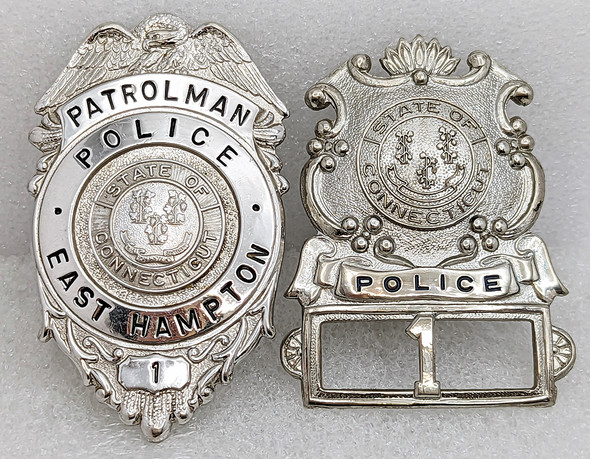 1960s East Hampton CT Policeman Hat & Jacket Badge #1 Set