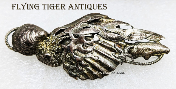 Ext Rare ca 1852-1865 Gorham Sterling Seashells & Seaweed Brooch