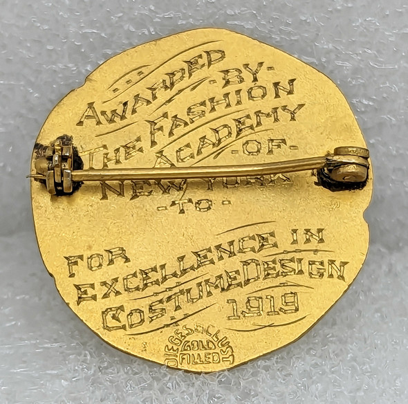 Ext Rare 1919 Fashion Academy of New York Gold Medal Award for Excellence in Costume Design