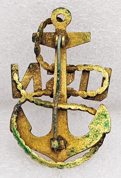 Wonderful Salty 1920s USN CPO Chief Petty Officer Hat Badge by RARE Maker L.E. Thacher