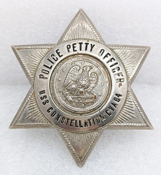 Wonderful Mid 1960s Vietnam War era USN USS Constellation CVA-64 Police Petty Officer Badge