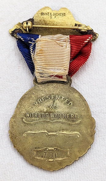 Scarce Alameda California #'d WWI Service Medal with Original Ribbon