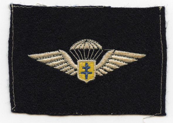 Ca 1944-1945 French Made Free French Paratrooper Wing Emb. on Woven Wool