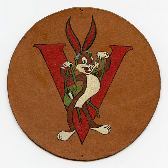 Great WWII ca 1943 FTD Victory Field Hand Painted Leather Bugs Bunny Jacket Patch EXT RARE