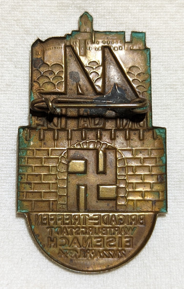 Rare 1934 SA Bridge 44 Treffen Wartburgstadt Eisenach Tinnie in Stamped Brass