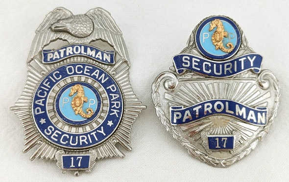 Ext Rare ca 1958 Pacific Ocean Park Security Patrolman Coat & Hat Badge Set #17