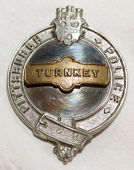 Beautiful 1930s-40s Pittsburgh PA Police TURNKEY Rank Badge