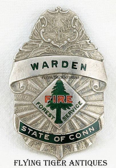 Rare 1930s Connecticut Forest Fire Service Warden Badge by Robbins