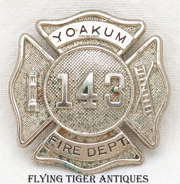 1920s-30s Yoakum TX Fire Department Badge #143 Rare