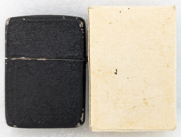 Lightly Used WWII 3 Barrel Hinge Zippo Black Crackle Lighter in Box