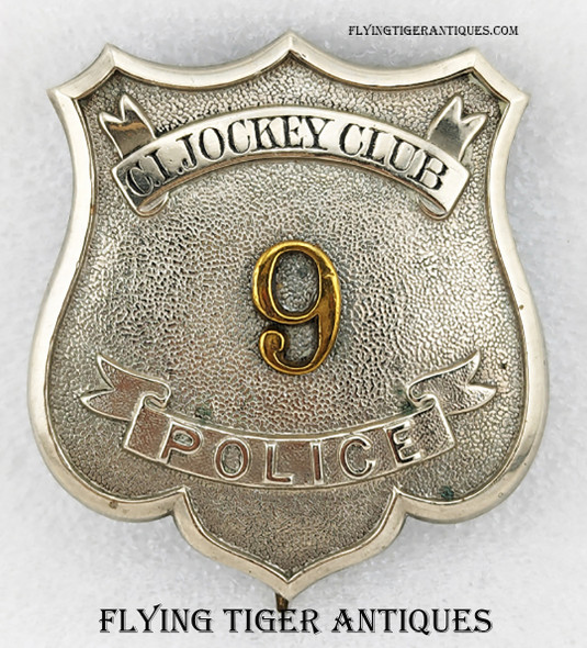 Ext Rare 1880s Coney Island NY Jockey Club Horse Race Track Police Badge #9
