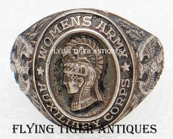 Ext Rare ca Late 1942 US Army Women's Army Auxiliary Corps WAAC Ring in Sterling