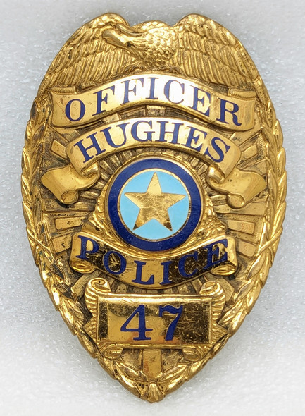 Great ca 1950 Hughes Aircraft Co Police Officer Badge #47 by Entenmann