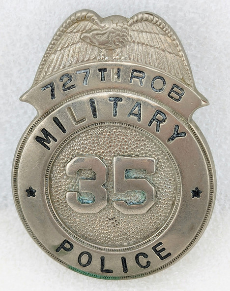 Extremely Rare Early WWII US Army 727th ROB Railway Operating BN Military Police Badge #35