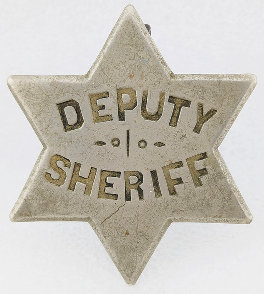 Fantastic 1870s Old West Deputy Sheriff 6pt Nickel Star with Hand Stamped Lettering