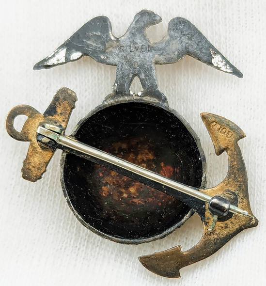 Gorgeous ca 1910 USMC Officer Dress EGA in Solid Silver & Gold with Tiffany Catch