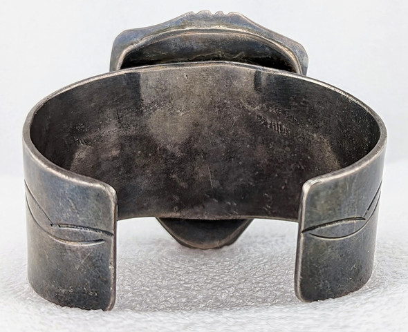 1960s-70s Large Bold Navajo Silver Bracelet with HUGE Blue Diamond Turquoise