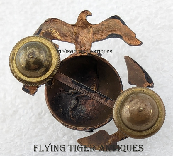 Gorgeous 1930s USMC Officer Undress China Marine Droop Wing EGA Fine Bronze Screw back by Meyer