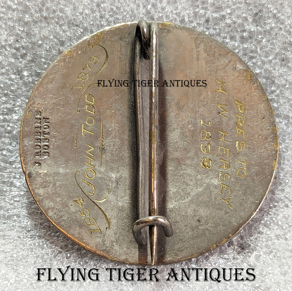 Wonderful ca 1870 Hingham MA Fire Ward Badge by J. Robbins in Silver Plated Brass