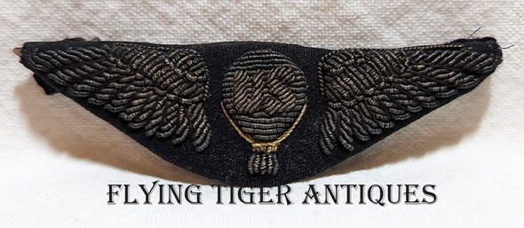 Beautiful "Salty" & Ext Rare US Air Service Balloon Pilot Aeronaut Wing in Pinback Bullion