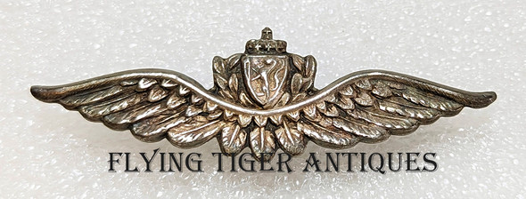 Rare WWII Royal Norwegian Air Force RNAF 925 Silver Pilot Hat Wing Tab Back Made in Canada