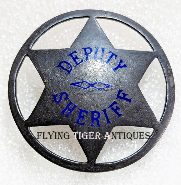 Unique ca 1900 SIX Point Circle Star Stock Deputy Sheriff Badge in Sterling Silver by Ed Jones