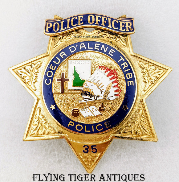Beautiful Mid - 1980s Coeur D'Alene Tribal Police Officer Badge #35 by BNB
