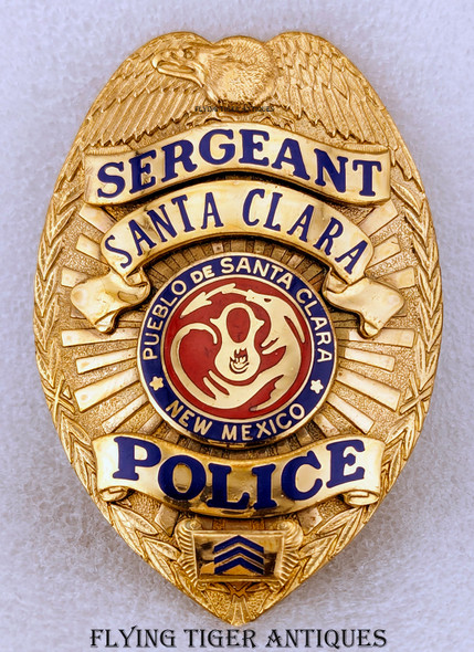 Ext Rare 1990s Santa Clara Pueblo Tribal Police Sergeant Badge by April