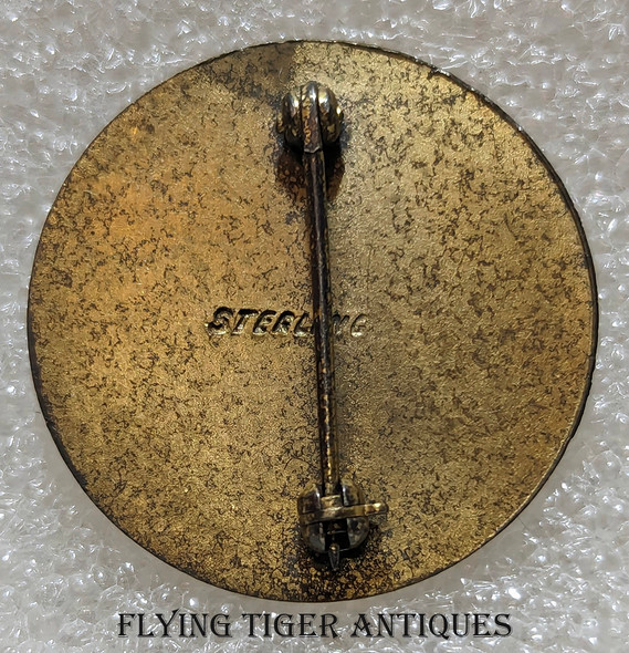 Rare & Beautiful WWII USN 99th CBs Seabees Construction BN Badge in Gilt Enameled Sterling