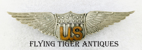 WWI US Air Service Pilot Jr Mil Aviator Wing in Nickel & Plated Brass as in Duncan Campbell Book