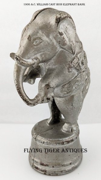 Great Antique ca 1900 Cast Iron Circus Elephant Still Bank by A.C. William