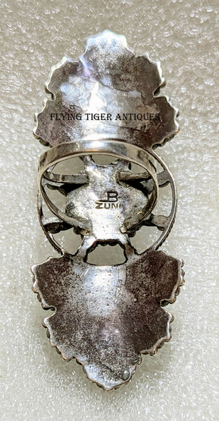 1970 Zuni Silver Sleeping Beauty Turquoise LARGE Petit Point Ring in Dishta Style by Lydia Bowekaty