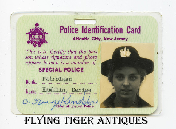 Ca 1974 - 78 Atlantic City NJ Special Police Credentials of Patrol Woman Denise Hamblin