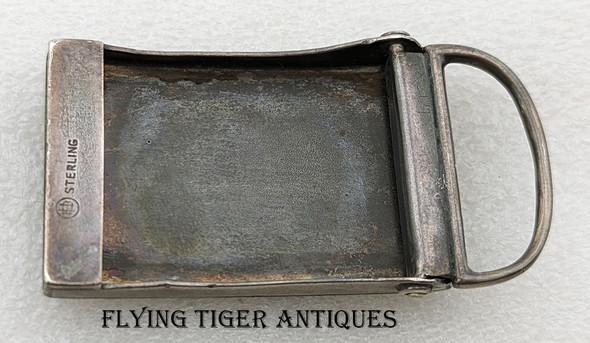Fabulous ca 1900 Airship Zeppelin Theme Sterling Silver Belt Buckle by Unger Brothers