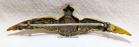 Ext Rare & Stunning 1913 RFC Royal Flying Corps Dress Pilot Wing in Fire Gilt Bronze