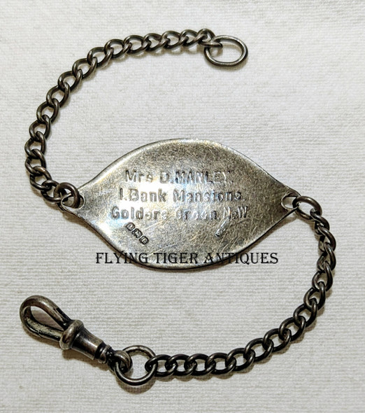 1916 Silver ID Bracelet of RFC Royal flying Corps Pilot Lt Terence Wood Manley KIA March 6, 1918