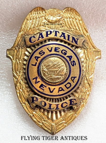 Great ca 1942 Las Vegas NV Police Captain Badge & 1942 & 1943 Photo ID's