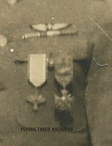 WWI RPPC of USAS Overseas ENLISTED Military Aviator with CHEST WING & DISTINGUISHED SERVICE CROSS
