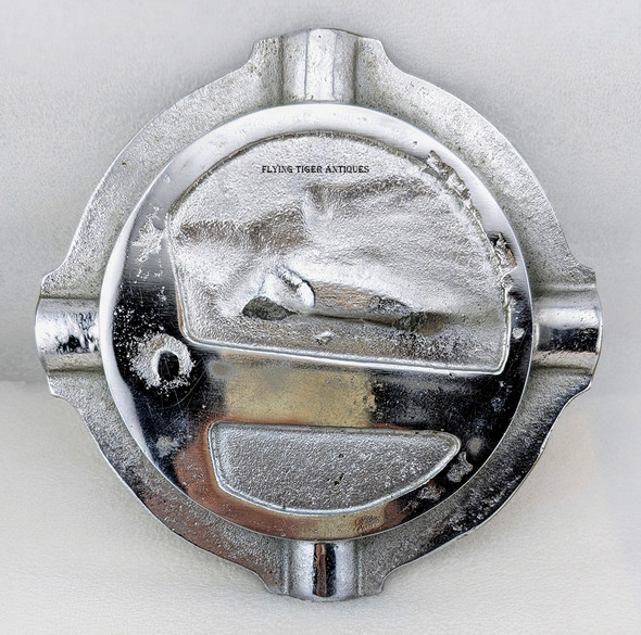 Awesome 1951 Long Beach Naval Shipyard LARGE & HEAVY Chrome Brass Ashtray Made on Base