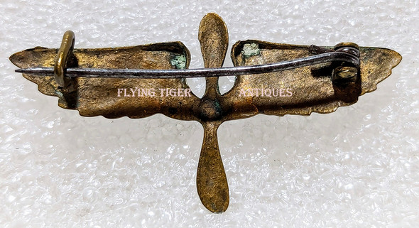 WWI French Made US Air Service USAS Officer Collar Insignia Winged Prop