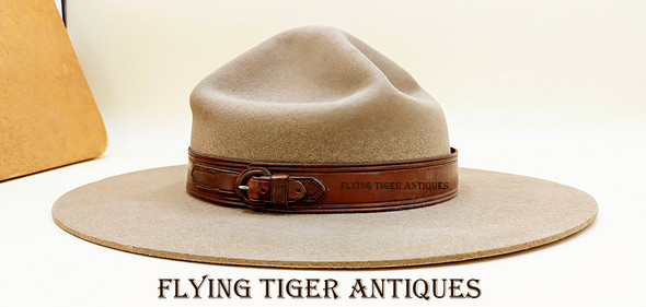 Rare 1963 RCMP The Royal Canadian Mounted Police Montana Crease Campaign Hat by Stetson with Holder