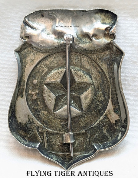 Ext Rare 1910s Fort Worth Police Badge #317 by Robbins with Hard Fired Black Enamel