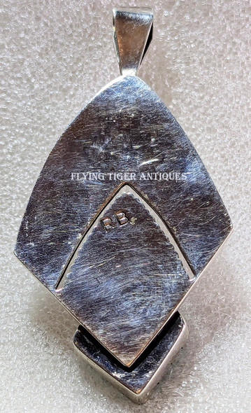 Navajo Silver Modernist Tufa Cast Overlay Pendant with Gorgeous Number 8 Turquoise by Richard Begay