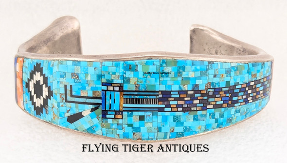 Incredible Micro Inlay Yei Bracelet by Carl & Irene Clark Reminiscent of a Klimt Painting