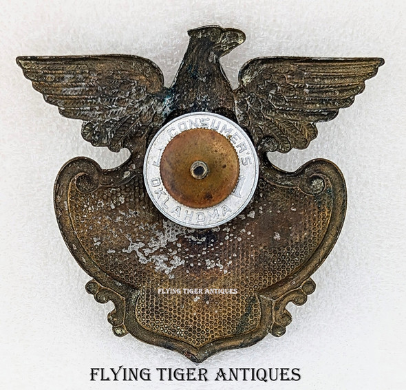 Rare Early WWII US Air Corps Oklahoma City Air Depot Guard Hat Badge in Wartime Shortage Materials